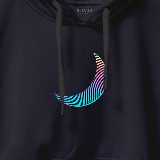 Freaky Crescent Moon Holographic Reflective Foil Crop Hoodie