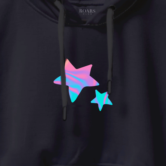 You Are The Star Holographic Reflective Foil Crop Hoodie
