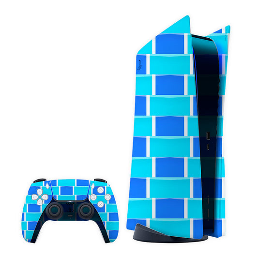Neon Blue Tiles Play Station Skin