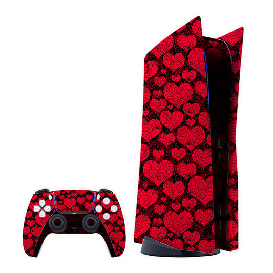 Big Red Hearts Play Station Skin