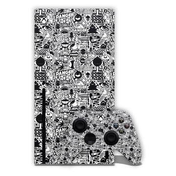 White and Black Doodles Xbox Skin
