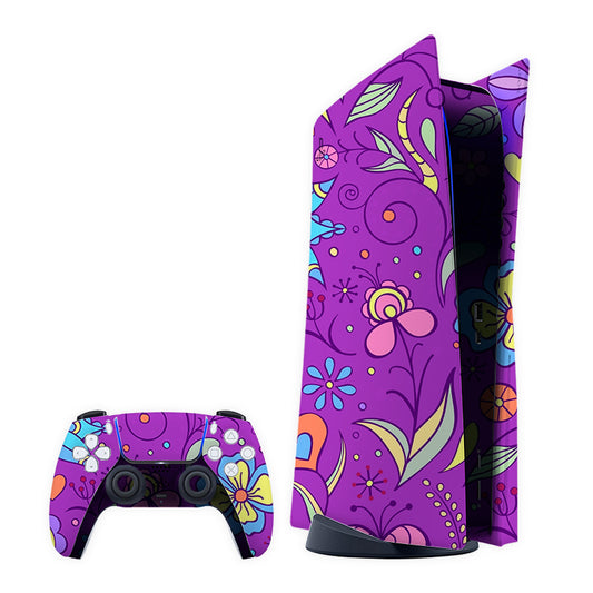 Purple Florals Play Station Skin