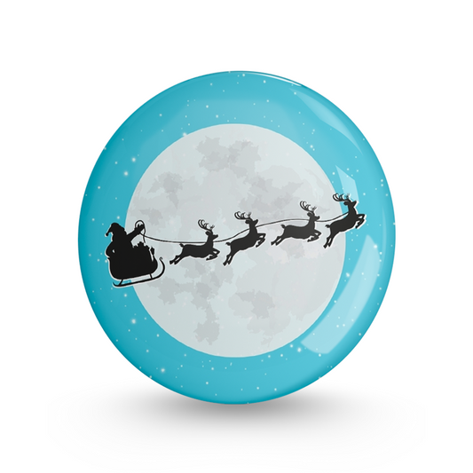 Santa and the moon Pin-back Button Badge