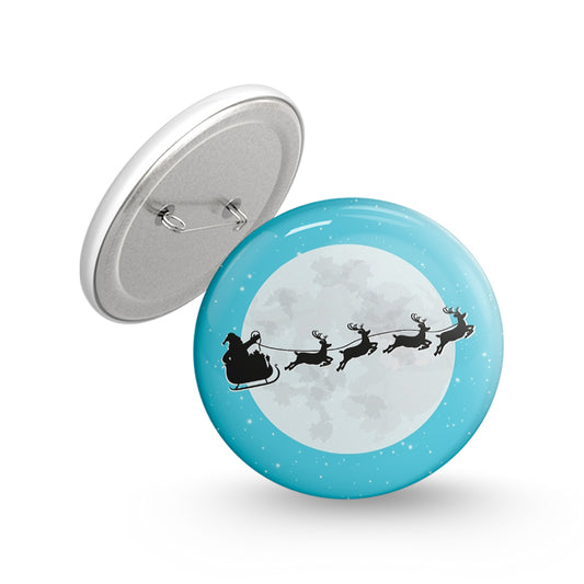 Santa and the moon Pin-back Button Badge