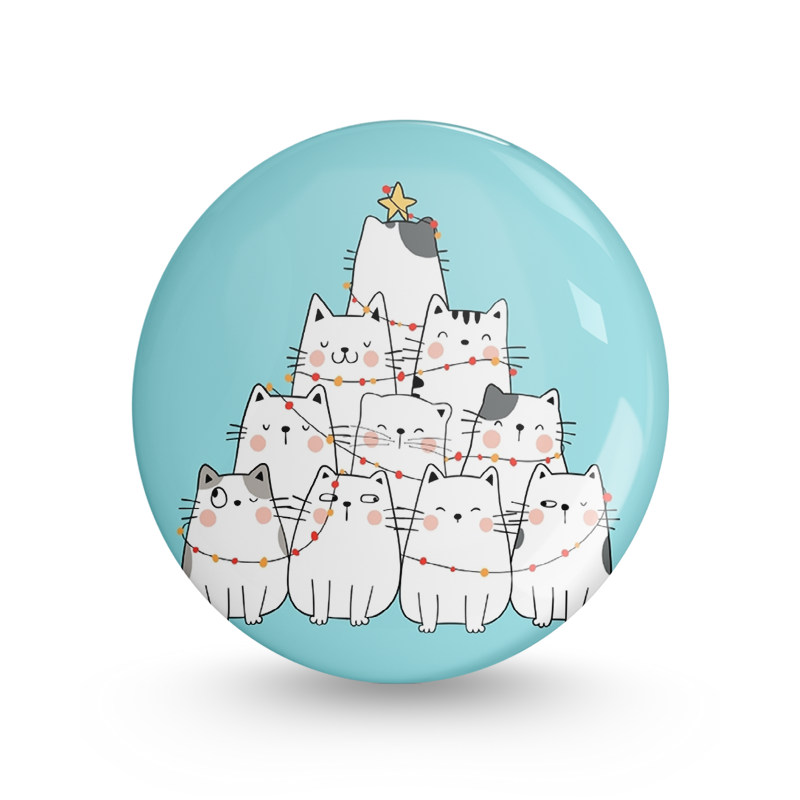 Cat Christmas Tree Pin-back Button Badge