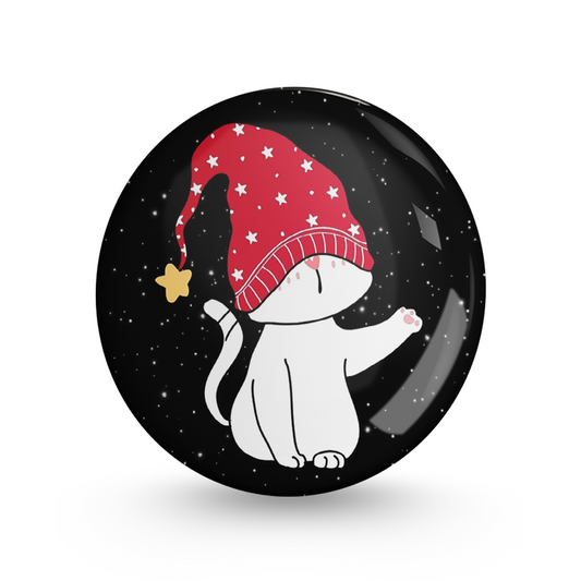 Space Cat Christmas Pin-back Button Badge