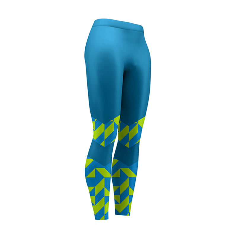 Bluish Lush Pattern High Waist Leggings