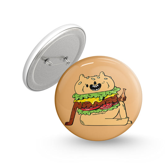 Burger man Pin-back Button Badge