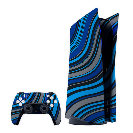 Blue Radial Curve Play Station Skin