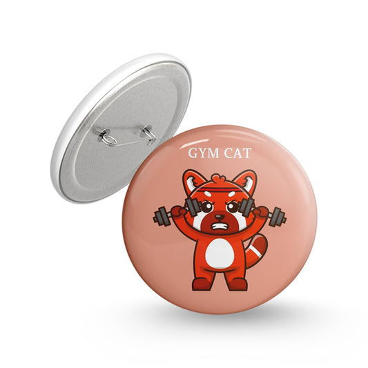 Gym Cat Pin-back Button Badge