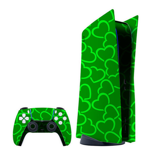 Green Hearts Play Station Skin