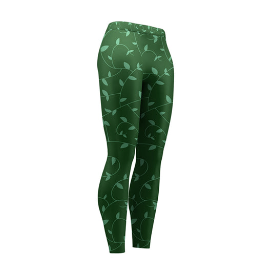 Aqua Green Leaves High Waist Leggings