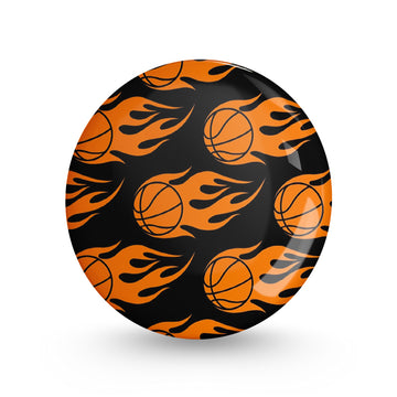 Flame Basketballs Pin-back Button Badge