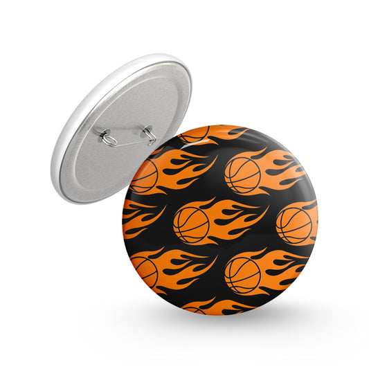Flame Basketballs Pin-back Button Badge
