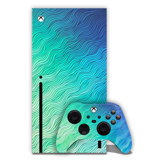 Teal Blue Waves Xbox Skin
