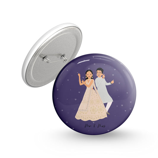 Mr & Mrs Pin-back Button Badge