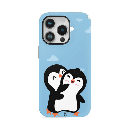 Lovely Penguin Couple Flexible Soft Silicone Case