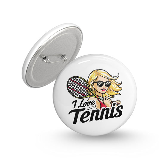 I Love Tennis Pin-back Button Badge