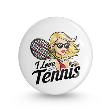I Love Tennis Pin-back Button Badge