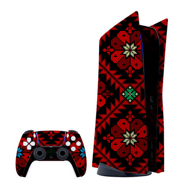 Red Motif Play Station Skin