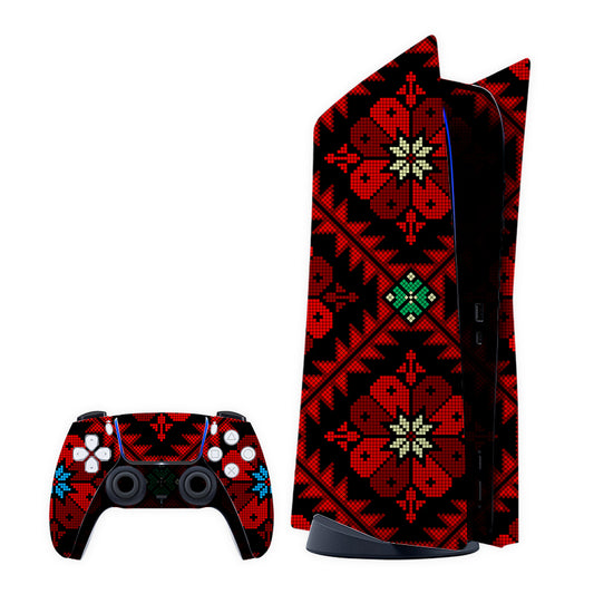 Red Motif Play Station Skin
