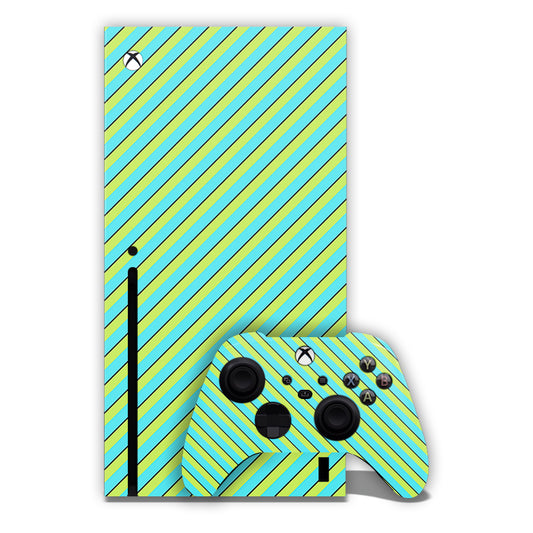 Aqua Blue Linear Stripes Xbox Skin