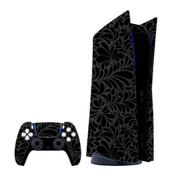 Black Leaf Pattern Play Station Skin