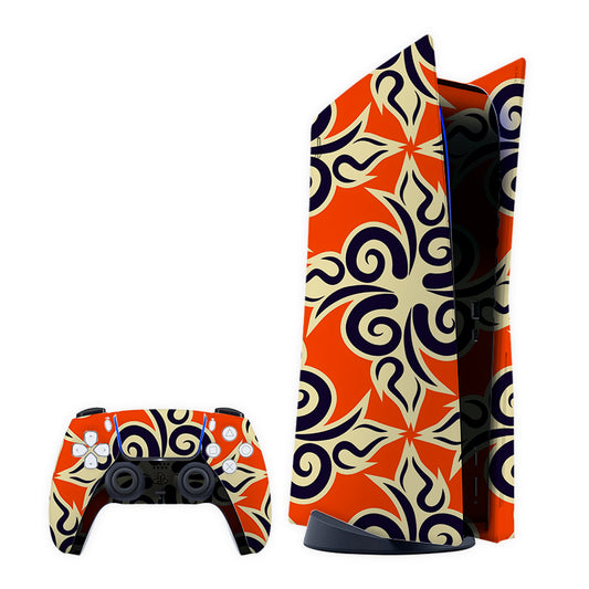 Orange Swirls Play Station Skin