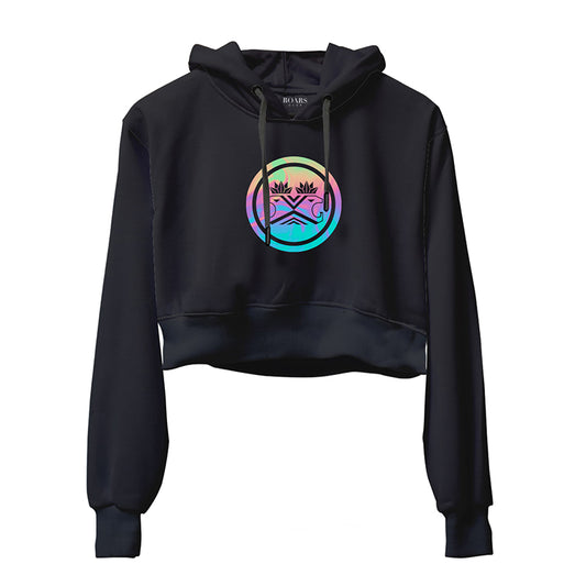 Official Roars Emblem Holographic Reflective Foil Crop Hoodie