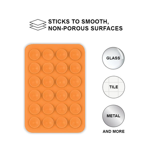 Orange Soft Silicone Suction Phone Sticky Grip