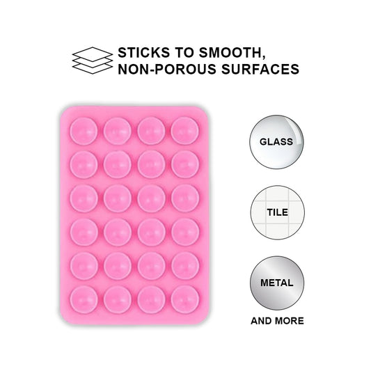 Pink Soft Silicone Suction Phone Sticky Grip
