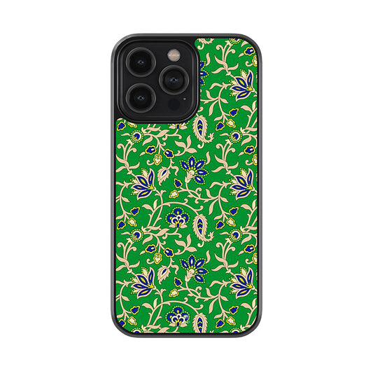 Green Paithani Saree Glossy Metal Phone Case