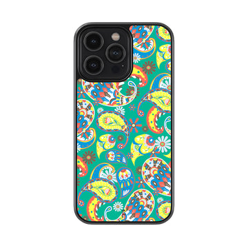 Green Paisley Saree Glossy Metal Phone Case