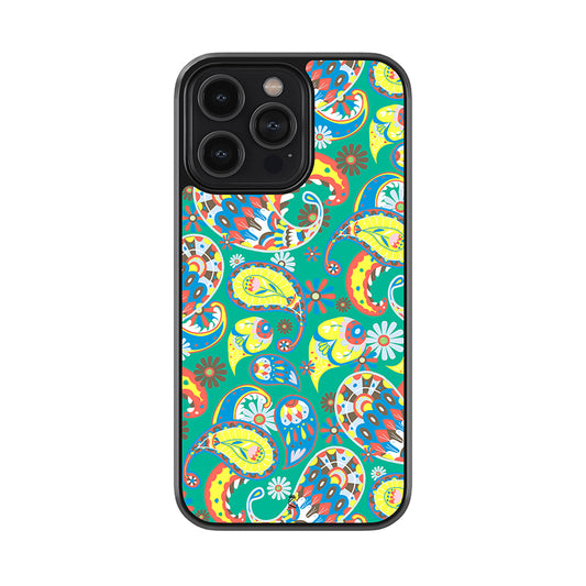 Green Paisley Saree Glossy Metal Phone Case