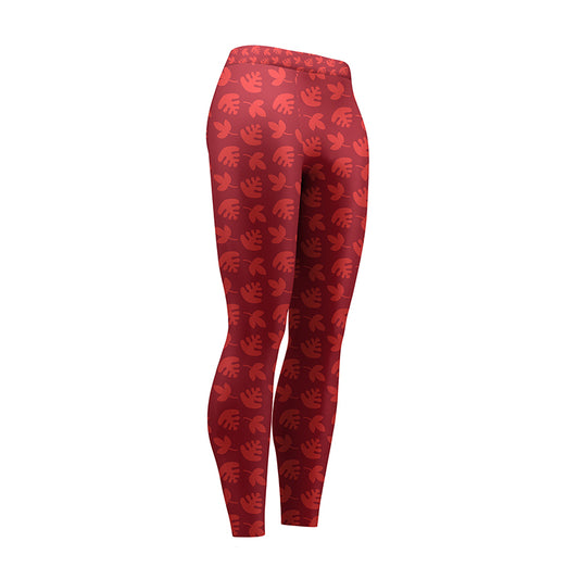 Crimson Leaf High Waist Leggings